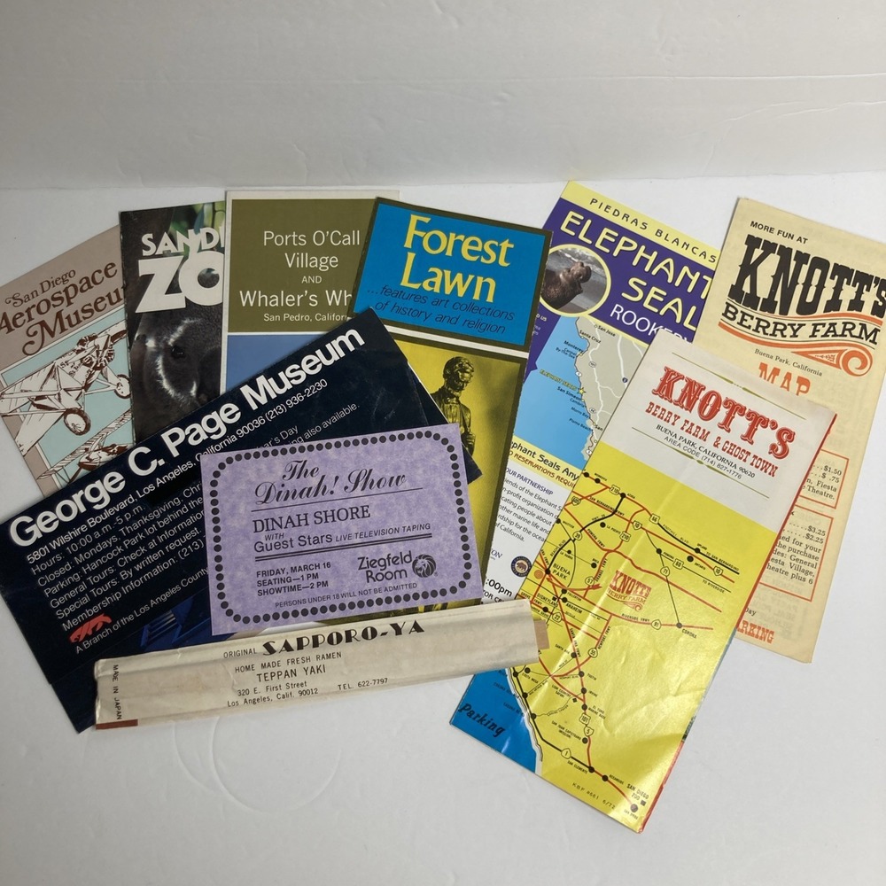 California Brochures Travel Guides Lot Of 8 Some Vintage Knotts Berry Farm; Zoo